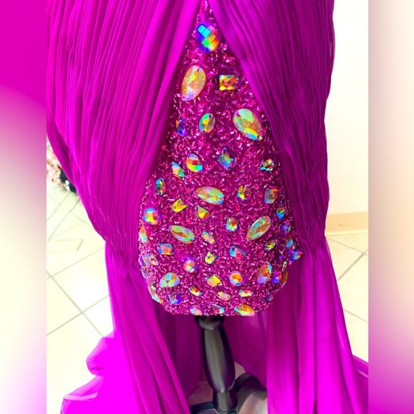 Sz 10 Cassandra Stone Mac Duggal Purple Beaded Prom Homecoming Pageant gown NWT - Picture 3 of 7